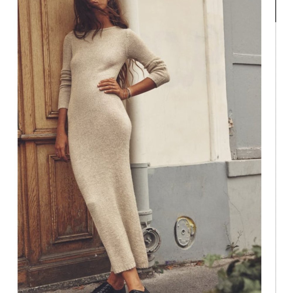 NWT Zara Metallic Thread Knit Maxi Dress